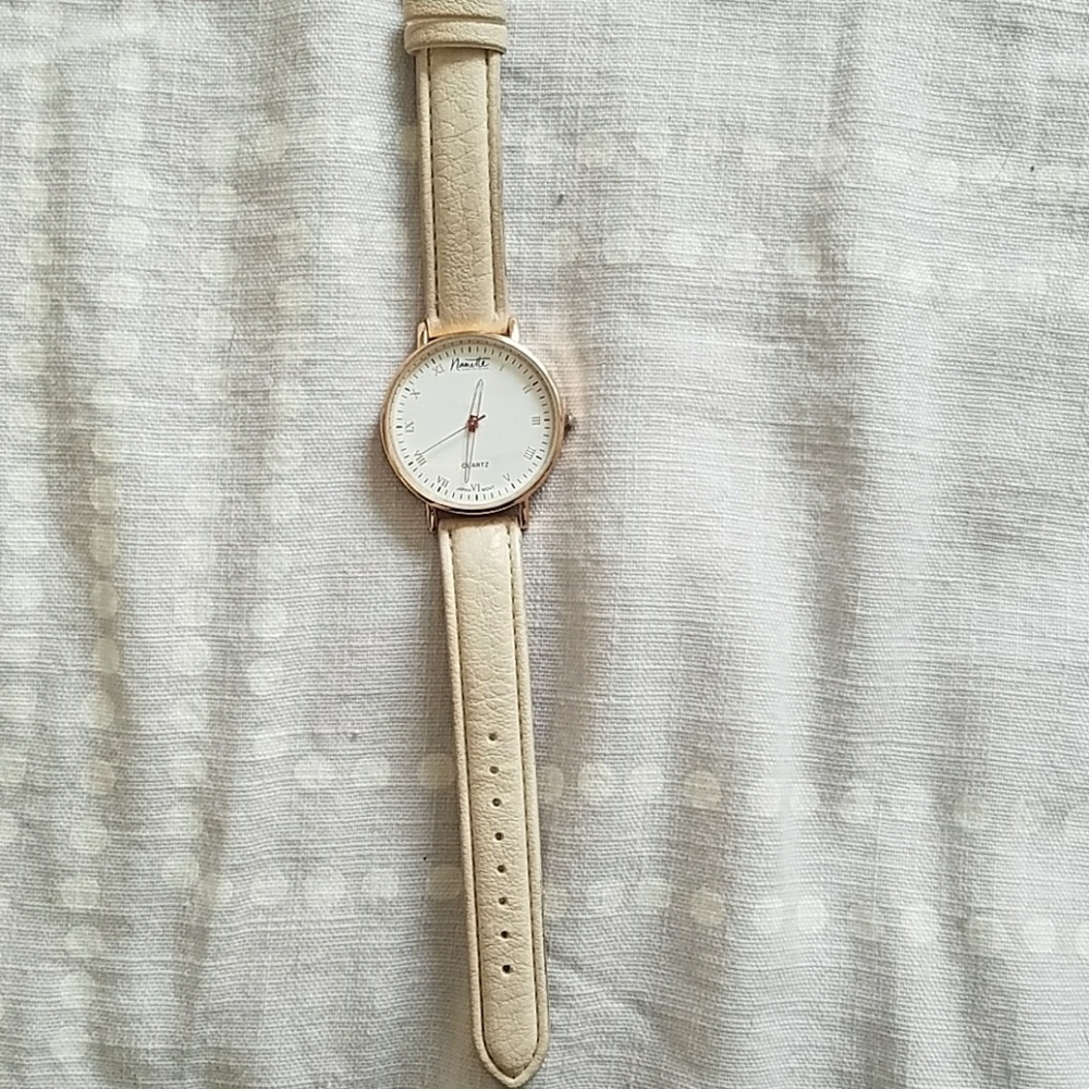Nanette beige and rose gold watch